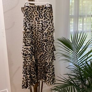Leopard Print Ruffled Skirt